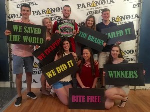 Escape room with a live Zombie