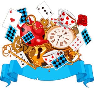 Alice and wonderland themed graphic